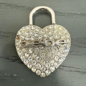 Rhinestone Heart Padlock with “Love” Design